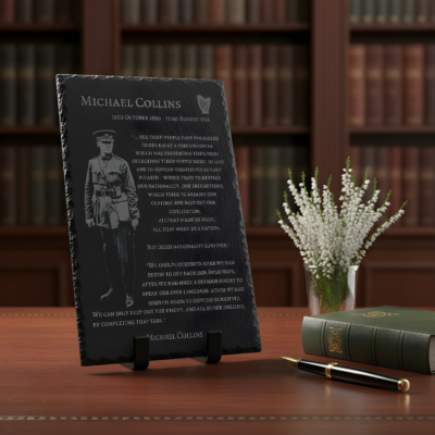 Michael Collins Engraved Slate Plaque – Irish Heritage Piece