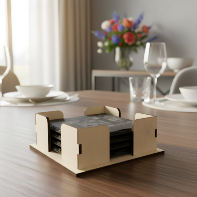 Wooden Slate Coaster Holder