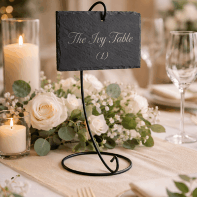 Personalised Slate Wedding Table Name Sign with Stand