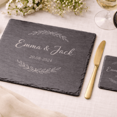 Personalised Slate Wedding Table Bundle – Placemats & Coasters Set (Ireland)