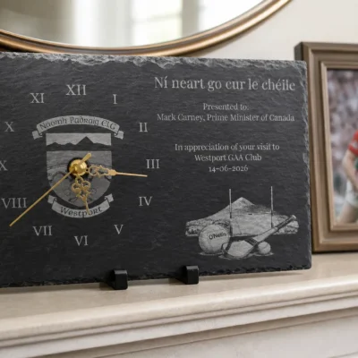 Custom Laser engraved natural slate clock